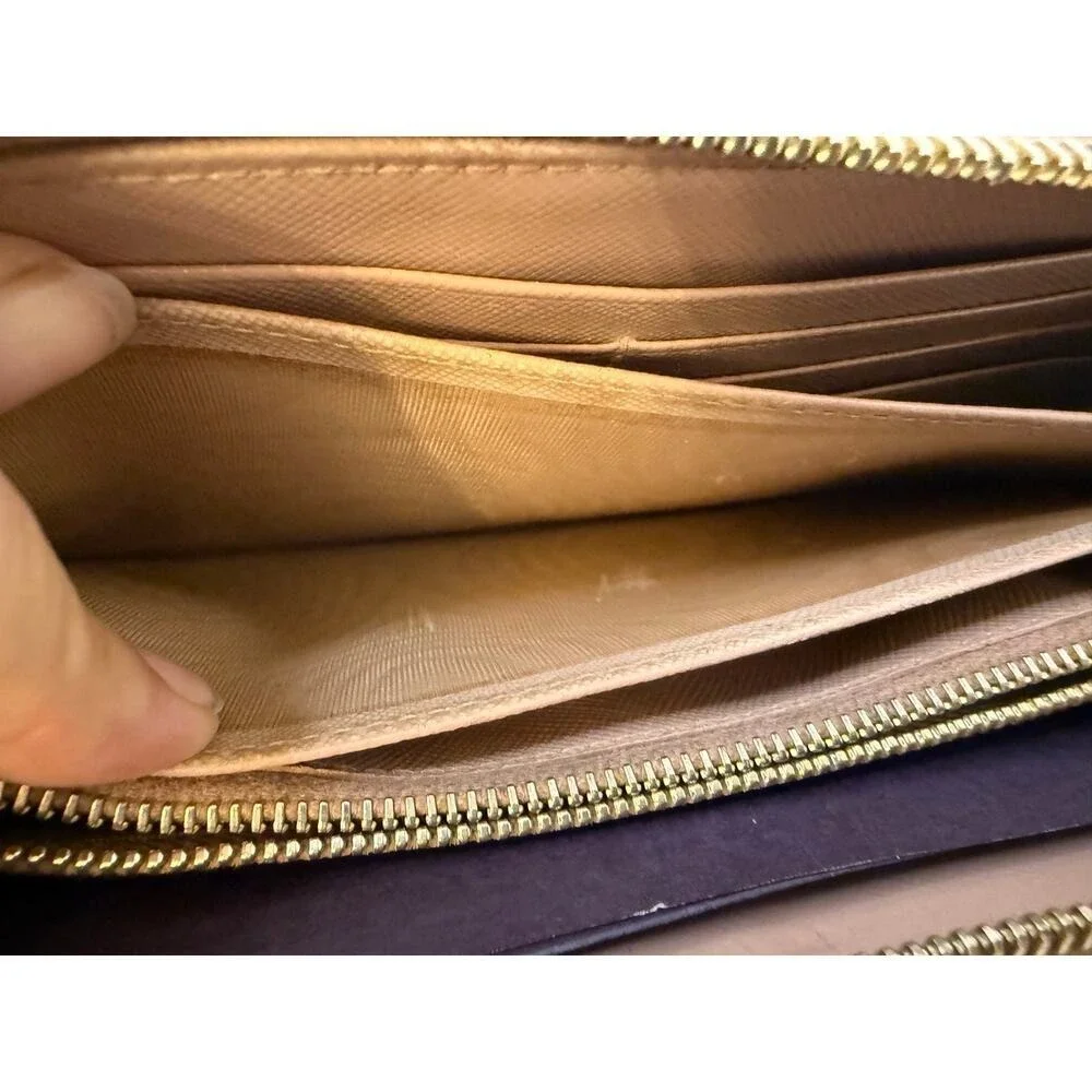 PRADA Wallet Womens Fiocco Brown‎ Leather Bow Long Zip Purple Interior Org Card - Picture 11 of 11